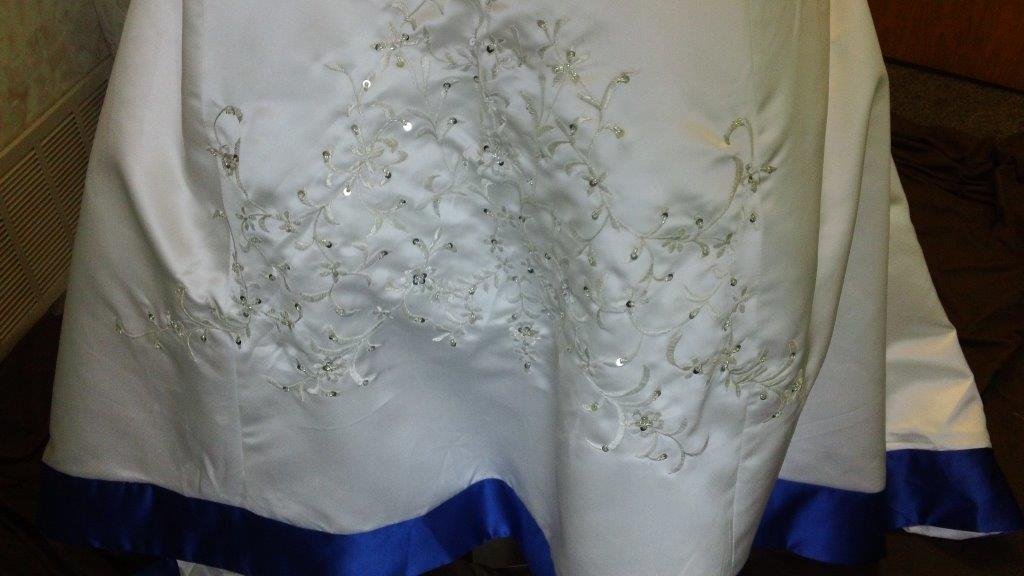 Ivory and Royal Blue wedding dress 